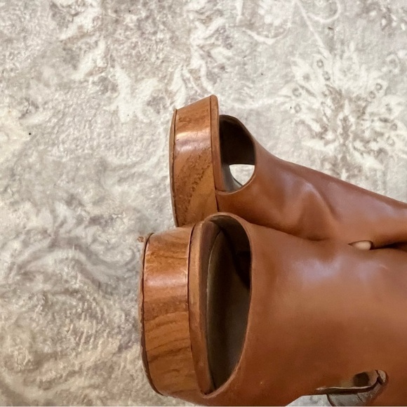 MICHAEL Michael Kors Brown Leather Peep Toe Platform Wedges size 6.5 - Picture 5 of 10